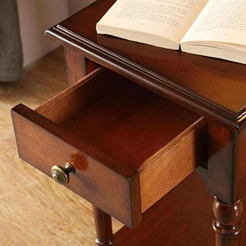 Telephone Table, European Style Sofa Side Table,Square Telephone Table,Living Room Side Cabinet,Nightstand with Drawer,End Table(Brown)(Color:Walnut Color,Size:22.0414.17