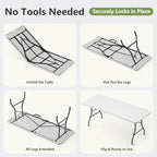 Folding Table 2 Pack, 6 FT Foldable Plastic Table with Carrying Handle, Heavy Duty Portable Fold-in-Half Utility Table for Party, Camping, Banquet, Craft, Wedding, Indoor & Outdoor Use