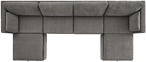 CHITA Oversized Modular Sectional Fabric Sofa Set, Extra Large U Shaped Couch with Reversible Chaise, 146 inch Width, 6 Seat Modular Sofa with Storage Ottamans, Grey | Oversized Modular Sectional Sofa Set, FSC Certified, U Shaped Couch, with Reversible