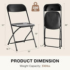 DUMOS Folding Chairs Sets of 20, Portable Chairs, Home Office | 330lbs Stackable Fold Up for Indoor Outdoor Patio Camping Party Garden Wedding, Black