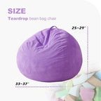 Homguava 3FT Bean Bag Chair for Adults,Teardrop Beanbag Chair with Handle | Big Bean Bag with Memory Foam Filled and Ultra Soft Corduroy Cover for Living Room, Bedroom（Pink 3FT)