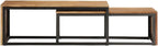 Nesting Tables 2 pcs Solid Acacia Wood | Powder Coated Steel Frame, Stackable Design, Vintage Style, Easy Assembly, for Living Room