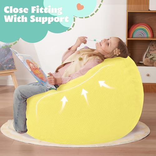 HABUTWAY 2FT Bean Bag Chair,Giant Bean Bag Chairs for Teens Adults,Big Bean Bags with Memory Foam Filled, Large Beanbag Chairs with Soft Corduroy Cover-Yellow