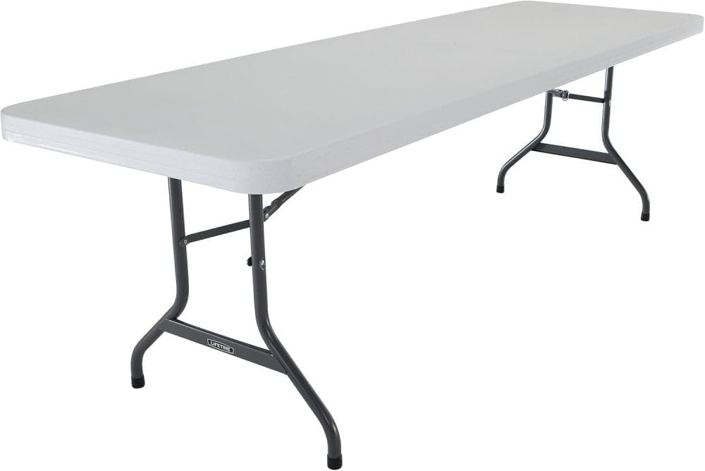Lifetime 22980 8-Foot Commercial Folding Table, White Granite HDPE Top, Steel Frame