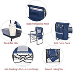 SUNNYFEEL Oversized Camping Chair Portable Directors Chairs with Side Table | Heavy Duty Folding Lawn Chair for Adults 300LBS with Compact Size, Breathable Mesh, Pocket & Carry Bag for Outdoor, Lawn, RV