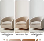 CHITA Swivel Accent Chair Set of 2, Wood Frame, Fully Assembled, Flax Beige | Fabric Barrel Arm Chair with 360° Swivel Solid Wood Base, Mid Century Modern Living Room Chair, 31"x31"x28", 350 Lb Capacity