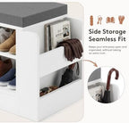 Farmhouse Shoe Storage Bench with 3-in-1 Entryway Storage & Padded Seat | 39.6" Wide Entryway Bench with Adjustable Shelves, Shoe Organizer & Side Storage Rack for Living Room, Bedroom, White