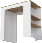 Kitchen Island with 3-Side Shelf and Counter Height Table Top | 3-side shelf design with counter-height table top for kitchen use
