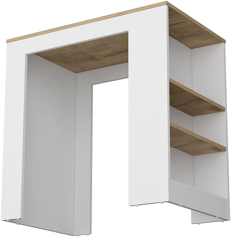Kitchen Island with 3-Side Shelf and Counter Height Table Top | 3-side shelf design with counter-height table top for kitchen use