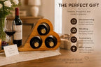 Handmade Solid Acacia Wood Wine Bottle Holder, 3-Bottle Heart Wine Rack, Rustic Countertop Wine Storage, Decorative Home Bar Display