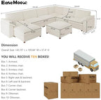 EASE MOOSE Oversized Sectional Modular Sofa,Comfty U Shape Sectional Modern Deep Seat Couch,White Modular Cloud Couch