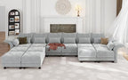 LLappuil 179" Oversized Modular Sectional Sofa with Storage Seat 12 Piece Large Sectional Couches for Living Room with Adjustable Arms Backs, Convert to U/L/Sleeper Sofa, Grey Chenille