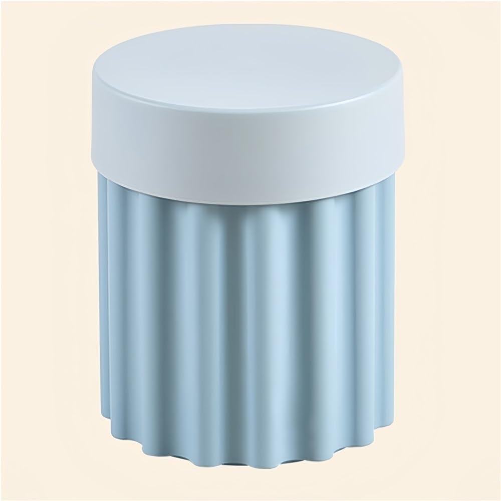 Storage Round Side End Table, Small Coffee Table with Stool Lids, Pla Sofa Table for Living Room, Home and Office(Blue)