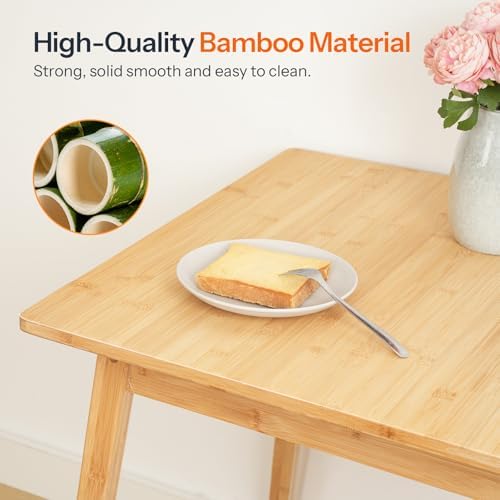 HOOBRO Bamboo Dining Table, Square Dining Table for 2, 27.6" Kitchen Table for Small Space, Writing Table, Easy to Assemble, for Dining Room, Living Room, Office, Kitchen, Natural YL70CZ01G1