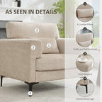 Oversized Accent Chair Armchair with Metal Legs | Comfy Chenille Arm Chairs and a Half,Modern Century Single Sofa Extra Large Reading Club Chair for Living Room,Bedroom,Brown