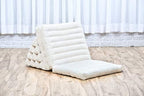 Leewadee - Comfortable Japanese Floor Mattress - Thai Floor Bed with Triangle Cushion - Futon Mattress - Thai Massage Mat, 67 x 21 inches, Ecru, Kapok Filling | Floor & lounge cushion for relaxing, reading & TV - for meditation & yoga, firm & stable