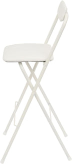 1 Pcs Folding Bar Stool with Backrest 29.5 Inch Tall Foldable Stool Chair Portable High Folding Bar Chair Counter Height Seat Cushioned Padded for Kitchen Island Shop Cafe Dining Room (White)