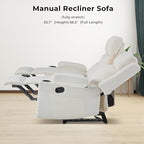 GUEAPY Large Manual Reclining Sofa 3-Seater Chenille Reclining Couch with Cup Holders, Wide Seat, Easy Assembly & Spill-Resistant Fabric Cozy Reclining Sofa for Living Room, Apartment, RV, Beige