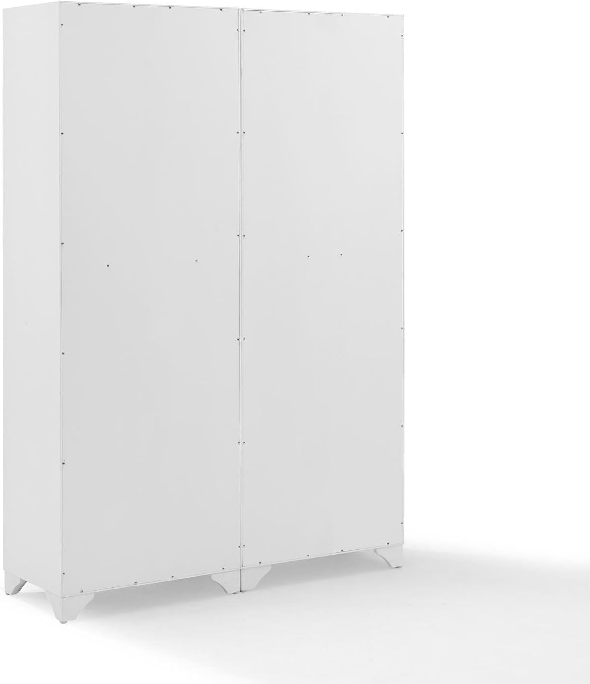 HomeStock 2-Piece Pantry Set - Distressed White Storage Cabinets - Adjustable Shelving - Modular Design