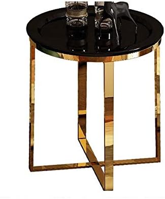 Telephone Table, Living Room Sofa Side Table,Tray Side Table,Golden Coffee Table,Small Round Table,Stainless Steel Side Table,Telephone Tables,2 Colors (Color:Gold+Black,