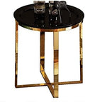 Telephone Table, Living Room Sofa Side Table,Tray Side Table,Golden Coffee Table,Small Round Table,Stainless Steel Side Table,Telephone Tables,2 Colors (Gold+black-19.68 * 21.85in