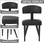 Dining Table Set for 4, 47" Round Kitchen Table with 4 Leather Dining Chairs, Tempered Glass Top with Metal Legs(All Black)