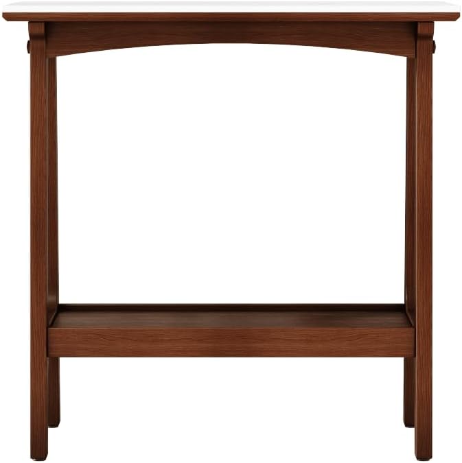 Retro Reddish Brown End Table, Narrow Side Table with Storage Shelf for Small Spaces, Slim Nightstand for Farmhouse Living Room, Entryway