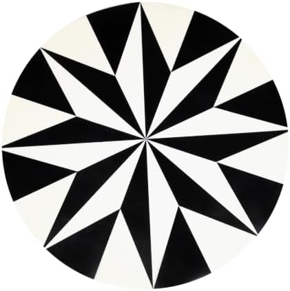 JONATHAN Y Calix 23.5" Round Compass Rose Pedestal Drink Table, Black | Modern Art Deco Style, Glossy Gold Metal Candlestick Leg, Ideal For Small Spaces, Living Room Or Bedroom, Spill-Proof Top
