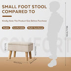 Storage Ottoman, Small Foot Stool Ottoman with Storage, Linen Foot Rest with Wood Legs, Footstool for Living Room, Bedroom, Entryway, Beige