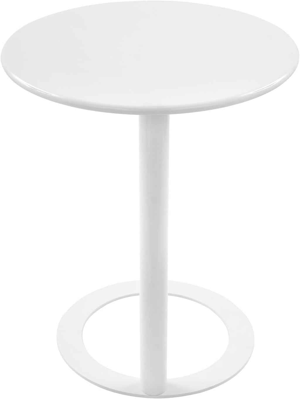 C-Shaped Round End Table for Couch, Mental Side Table Sofa Tables Slide Under Couch for with O-Shaped Base for Small Space, White