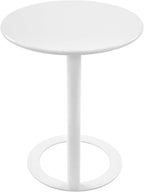 C-Shaped Round End Table for Couch, Mental Side Table Sofa Tables Slide Under Couch for with O-Shaped Base for Small Space, White
