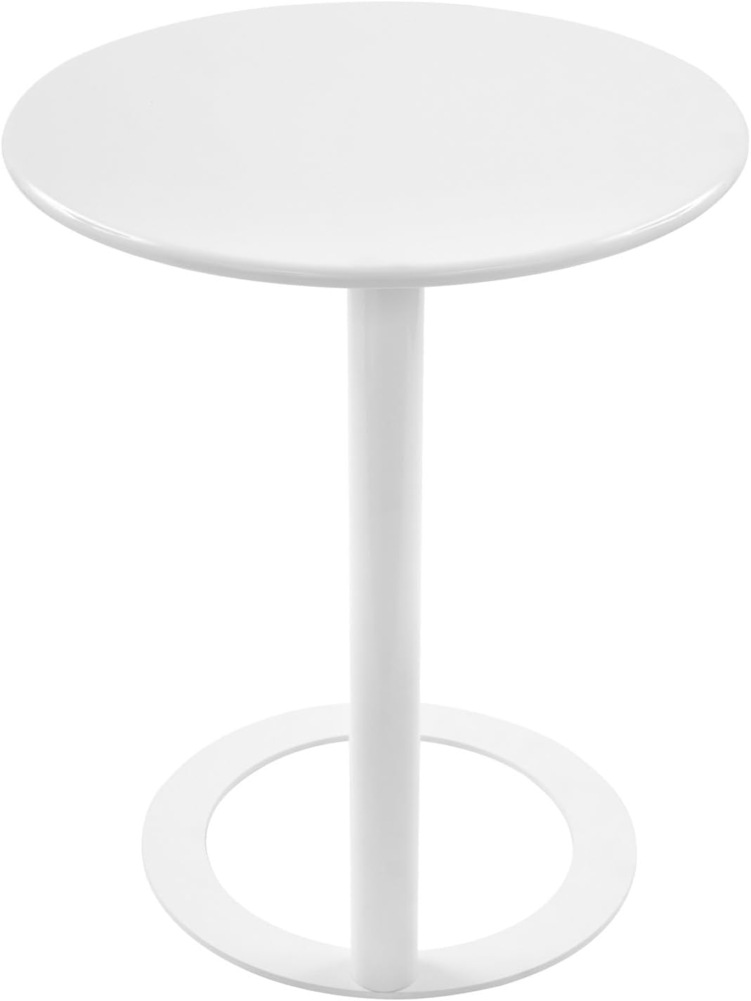 C-Shaped Round End Table for Couch, Mental Side Table Sofa Tables Slide Under Couch for with O-Shaped Base for Small Space, White