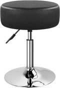 WKWKER Adjustable Vanity Stool for Makeup Room Swivel Makeup Stool Small Round Ottoman for Living Room Makeup Chair for Bedroom SPA Salon Studio (Black)