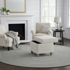 Homepop Home Decor | K7342-F2067 | Classic Square Storage Ottoman with Lift Off Lid | Ottoman with Storage for Living Room & Bedroom, Cream Woven