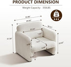 33.86" Accent Chairs, Modern Velvet Fabric Arm Chair Comfy Upholstered Armchair Leisure Single Sofa Chair with a Waist Pillow for Bedroom, Office and Living Room (Beige)