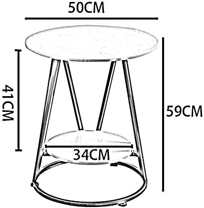 Telephone Table, Mini Side Table Nordic Living Room Sofa Corner Table Black Iron Art Small Round Table 2-Tier Storage Shelf Balcony Coffee Table,19.6"×23.2"(