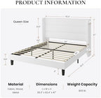 SHA CERLIN Queen Size Velvet Bed Frame with Wingback Headboard/Upholstered Platform Bed with Wooden Slats/Mattress Foundation/No Box Spring Needed/Easy Assembly/White