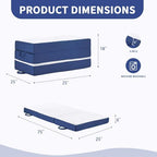 Folding Mattress Single Size,6" Trifold Foldable Sofa for Camping,White | Memory Foam Tri Portable Trifold Mattress Topper Single with Breathable & Washable Cover, 75"×25"×6"