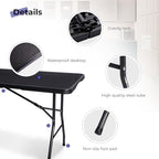 Folding Table 6ft, Heavy Duty Portable Utility Table with Handle, Black | Fold-in-half Design,Easy Storage,HDPE Top,Sturdy Legs,330lbs Support,Indoor Outdoor Use for Dining,Parties,Picnic