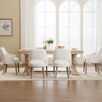 Dining Chairs Set of 6 Linen Upholstered Accent Kitchen Chair with Hollow Back/Padded Seat/Wood Legs for Dining Room Restaurant Home Decor, Beige