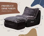 Hobestluk Small Couch Sofa Chaise Lounge Chair Recliner Chair with Footrest | Ergonomic Design,Fluffy Fabric,Multi-Functional Ottoman,No Assembly,Lounge Chair Indoor Bedroom Apartment | Dark Grey Single