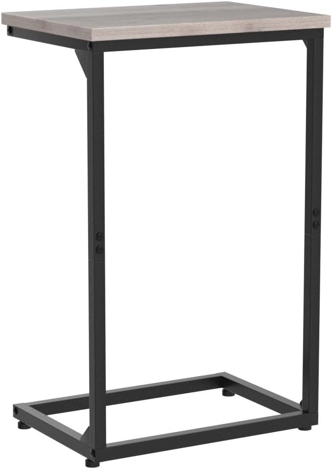 AMHANCIBLE C Shaped End Tables Set of 2, Couch Side Tables that Slide Under Sofa, Slim TV Trays for Living Room and Bedroom, Narrow Space Saving Laptop Workstation, Grey, HET02BGY
