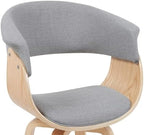 Armen Living Summer Mid-Century Upholstered Dining Chair in Grey and Patterned Oak Finish