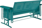 Crosley Furniture Bates Retro Metal Outdoor Sofa Glider, 3-Person Rocking Patio Bench for Porch, Deck, Turquoise Gloss