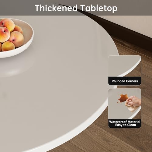 Round Dining Table 30" Circle Tulip Table for 4 People,White | Mid Century Modern Leisure Kitchen Table with Wood Thickened Tabletop Sturdy Metal Pedestal for Small Places Living Room Cafe