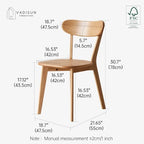 Oak Dining Chairs, Kitchen Chairs, 100% Solid Wood Modern Dinner Chair with Curved Backrest, Dining Room Chair for Kitchen, Living Room, Study (4PK, Natural)
