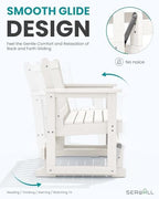 SERWALL 2 Person Patio Glider Bench, HDPE All Weather Swinging Bench, White