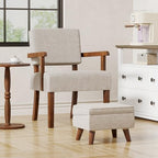 FAGAGA Accent Chairs Set of 2, 2 Solid Wood Armchairs with Side Table | Living Room Chairs with Soft Thicken Cushion, Comfy Reading Chair for Bedroom, Waiting Room, Home Office, Easy Assembly