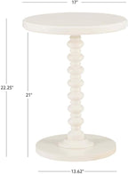 Pemberly Row Contemporary Wood Spindle Side Table, Off White Finish, 17" Round Top, Solid Rubberwood Construction, Turned Pedestal Base, Accent Table for Living Room, Entryway, or Bedroom Use