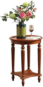 Telephone Table, End Table European Sofa Side Table,Solid Wood Coffee Table,Round Small Telephone Table for Home -515171cm(Color:Light Brown,Size:20.1720.1727.95in)